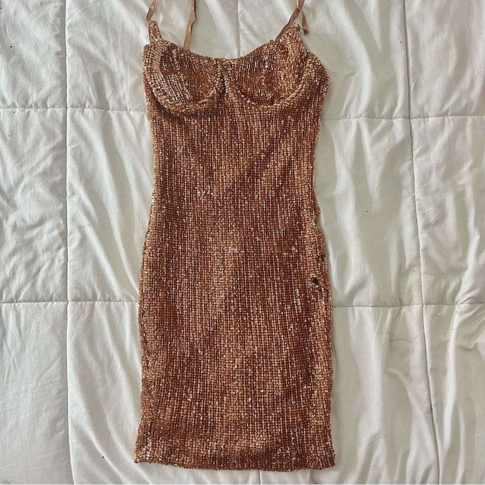 Fashion nova Mini gold sequin dress